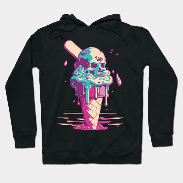 Ice Cream Cone Dessert Sugar Skull Hoodie by All-About-Words